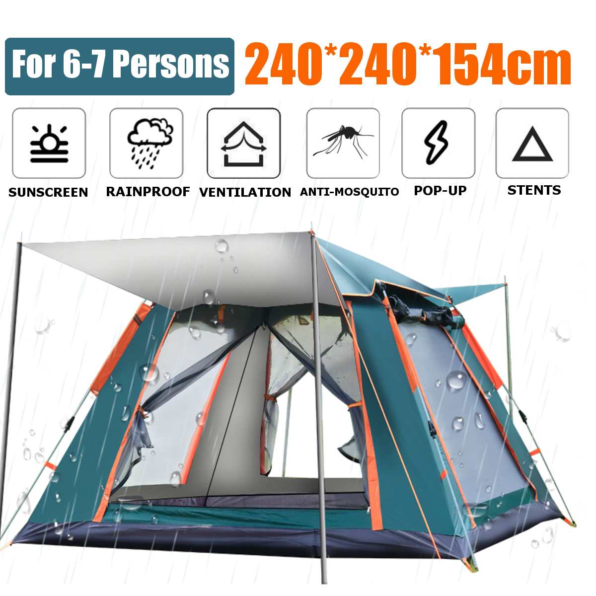 Cheap Goat Tents 6 7 People Large Tent Quick Setup Family Tent Outdoor Camping tent foldable folding tents two layer backpack tents sunshade Tents